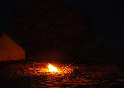 Fire in desert at Mhamid